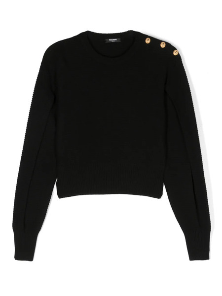  Balmain Kids Slit-sleeve Ribbed-knit Jumper - Black 