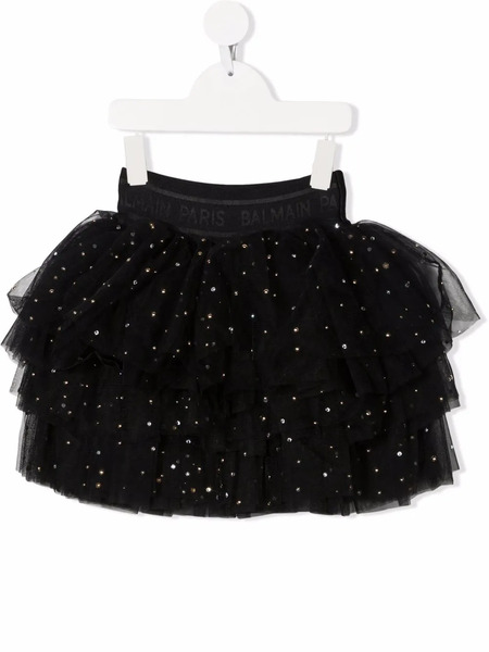  Balmain Kids Sparkle-detail Tutu Skirt - Black 