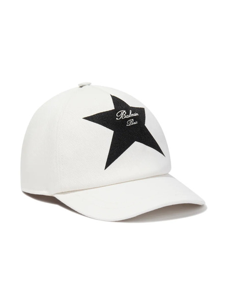  Balmain Kids Star-print Cotton Baseball Cap - White 