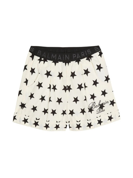  Balmain Kids Star-print Cotton Shorts - White 