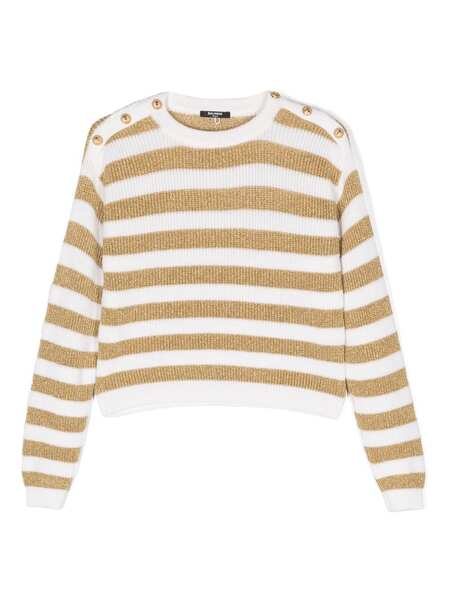  Balmain Kids Stripe-pattern Jumper - White 