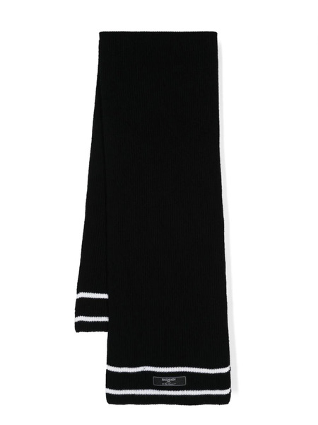  Balmain Kids Stripe-trim Ribbed Scarf - Black 