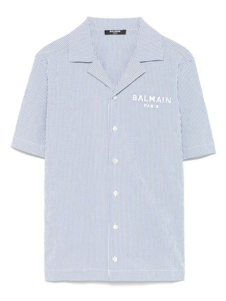  Balmain Kids Striped Cotton Shirt - Blue 