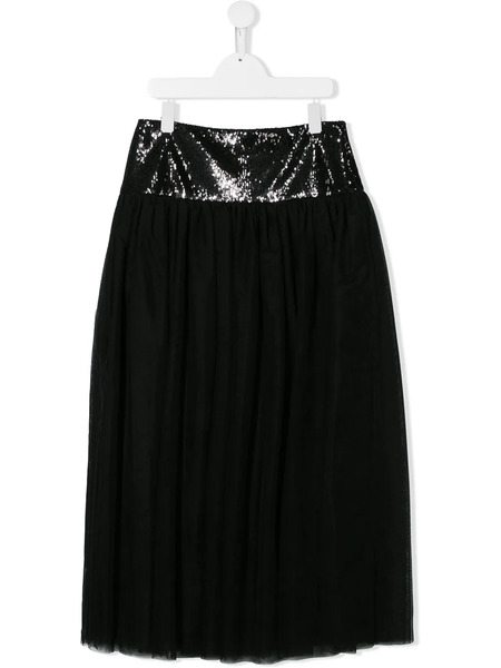  Balmain Kids Teen Sequin-embroidered Pleated Skirt - Black 