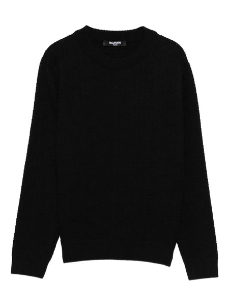  Balmain Kids Textured Crew-neck Jumper - Black 