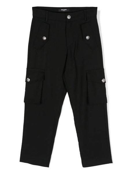  Balmain Kids Virgin-wool Cargo Trousers - Black 