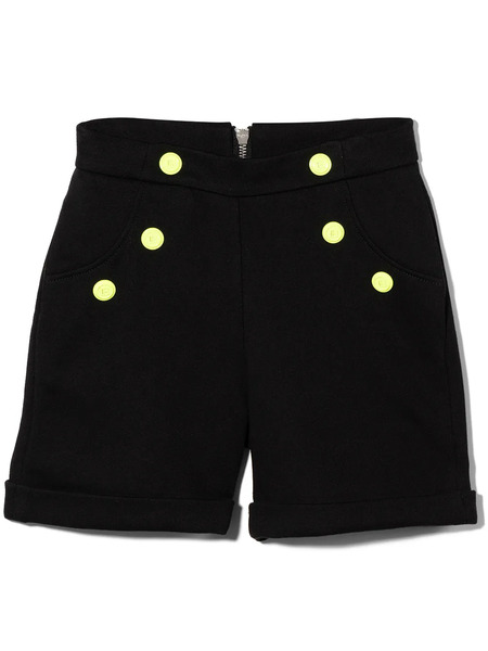  Balmain Kids Yellow Decorative Button Shorts - Black 
