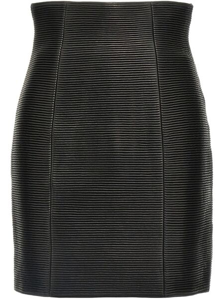  Balmain Leather Skirt - Black 