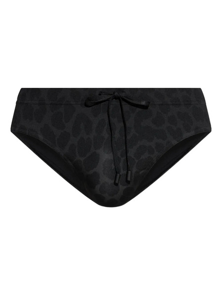  Balmain Leopard-print Drawstring Swim Trunks - Black 