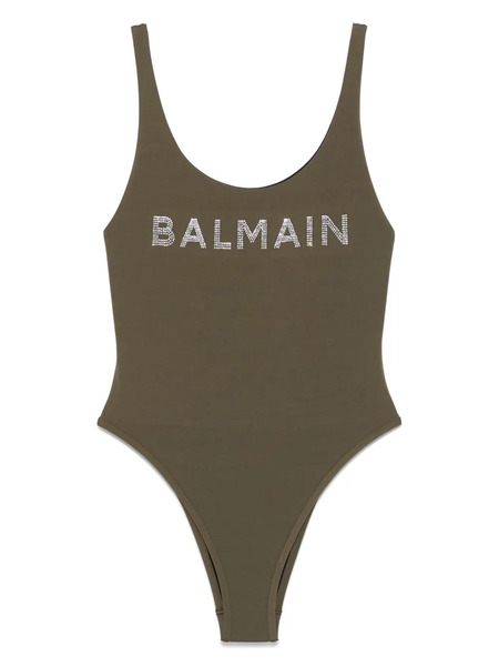  Balmain Logo-appliqué Swimsuit - Green 