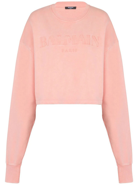  Balmain Logo-embroidered Cotton Sweatshirt - Pink 