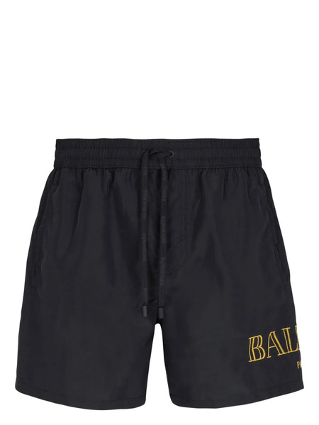  Balmain Logo-embroidered Swim Shorts - Blue 