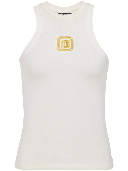  Balmain Logo-embroidered Tank Top - White 