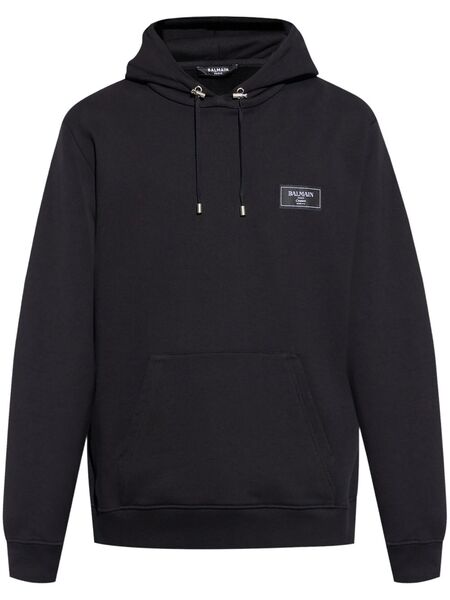  Balmain Logo-patch Hoodie - Black 
