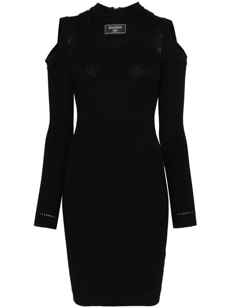 Balmain Logo-patch Mini Dress - Black 