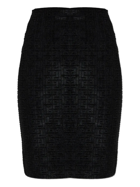  Balmain Logo-pattern Pencil Skirt - Black 