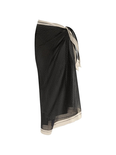  Balmain Logo-patterned Sarong - Black 
