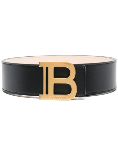  Balmain Logo-plaque Leather Belt - Black 