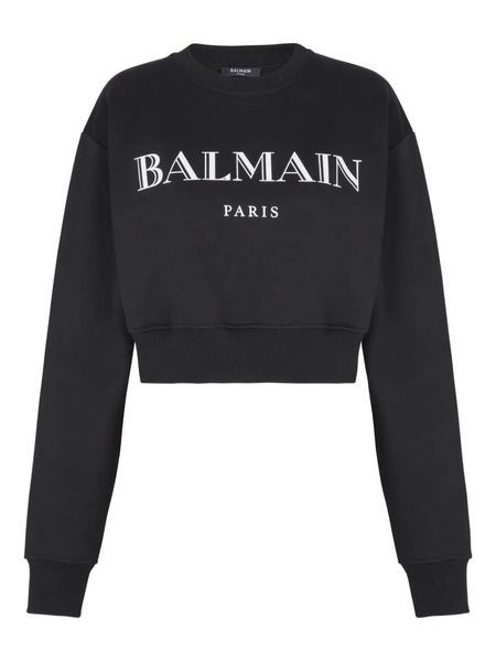  Balmain Logo-print Cropped Sweatshirt - Black 