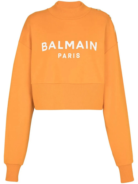  Balmain Logo-print Organic-cotton Sweatshirt - Orange 