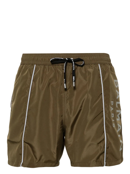  Balmain Logo-print Swim Shorts - Green 