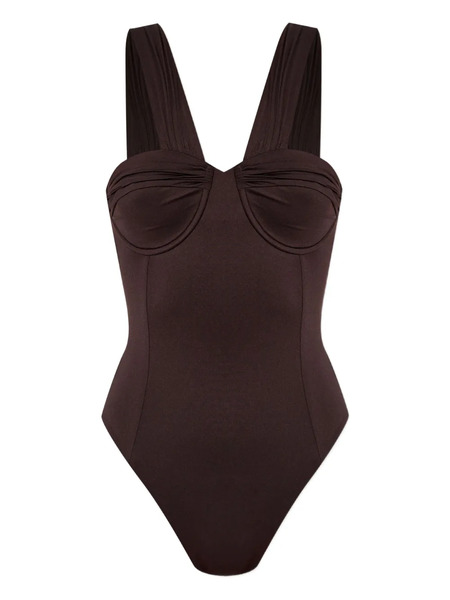  Balmain Logo Swimsuit - Brown 