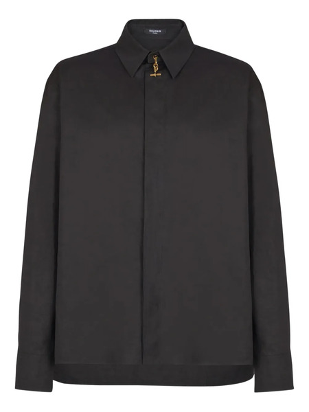  Balmain Long-sleeve Concealed-fastening Shirt - Black 