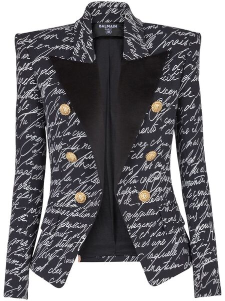  Balmain Love Letter Tailored Jacket - Black 