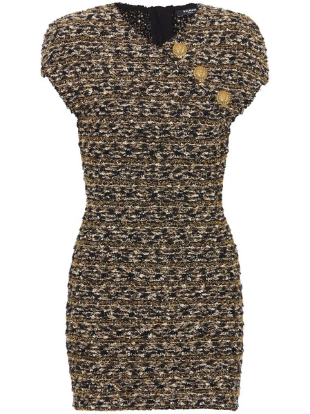  Balmain Lurex Tweed Minidress - Gold 