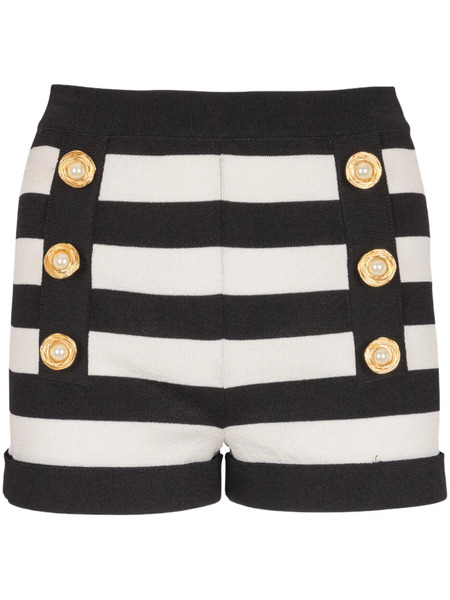  Balmain Matiniere Button-detail Shorts - Black 