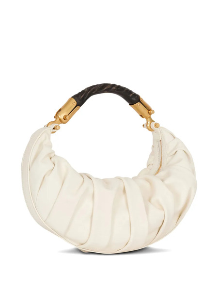  Balmain Medium Ebene Pleated Leather Shoulder Bag - White 