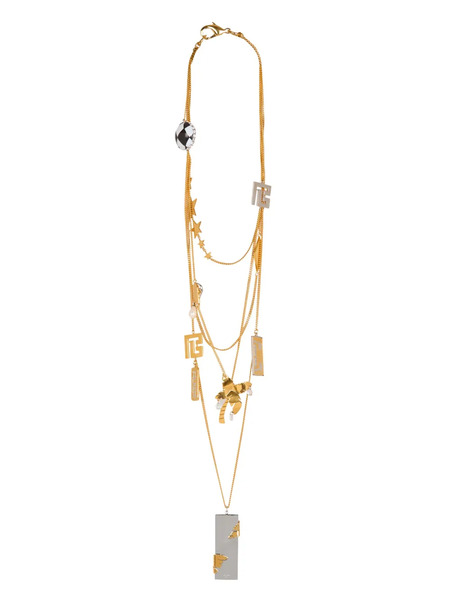  Balmain Miami Embellished Sautoir Necklaces - Gold 