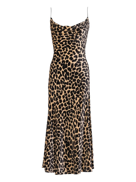  Balmain Midi Leopard-print Velvet Dress - Neutrals 