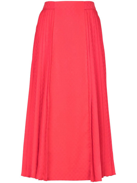  Balmain Mini Monogram Pleated Midi Skirt - Pink 