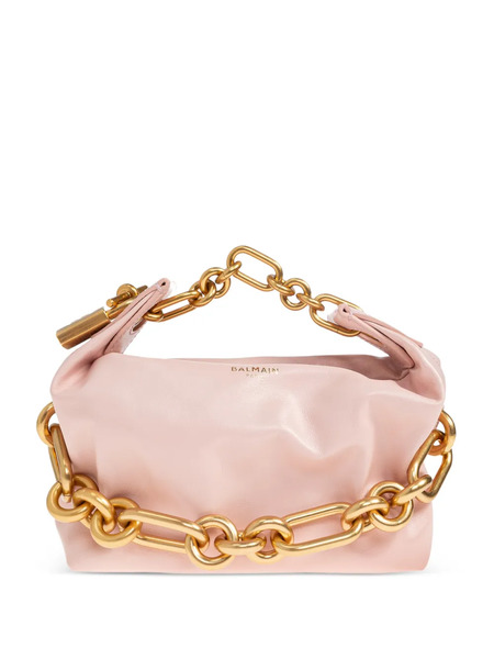  Balmain Mini Sync Chain Padlock Leather Tote Bag - Pink 