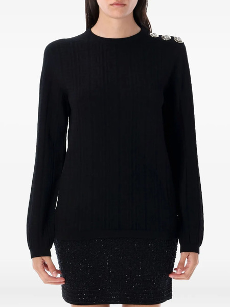  Balmain Monogram Button-embellished Sweater - Black 