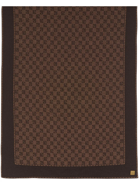  Balmain Monogram-pattern Fine-knit Scarf - Brown 
