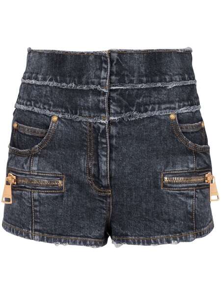  Balmain Multi-pocket Denim Shorts - Blue 