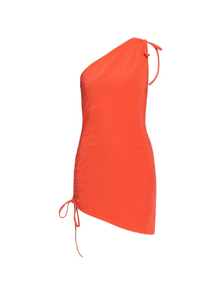  Balmain One-shoulder Side-tie Mini Beach Dress - Orange 