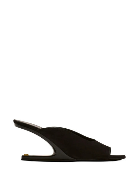  Balmain Open-toe Suede Mule Sandals - Black 