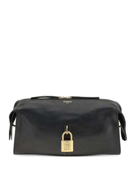  Balmain Padlock-detail Clutch Bag - Black 