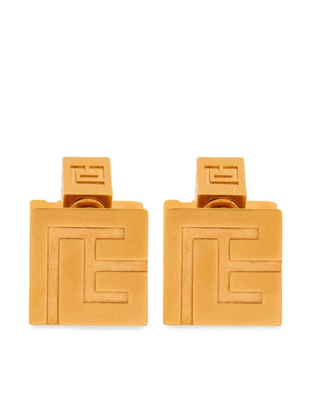  Balmain Pb-monogram Engraved Stud Earrings - Gold 