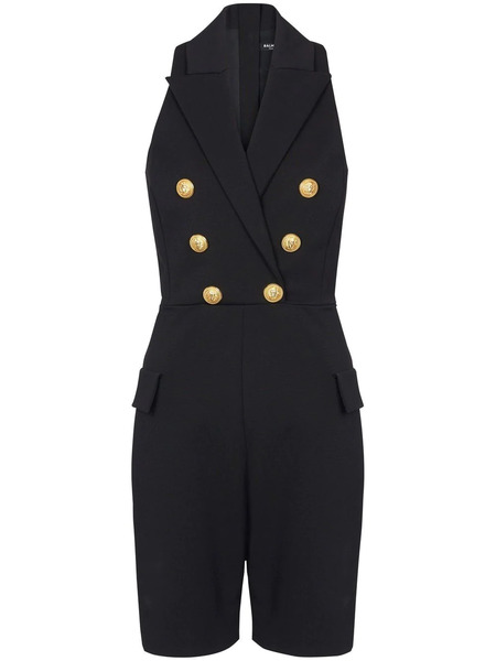  Balmain Peak-lapels Double-breasted Playsuit - Black 