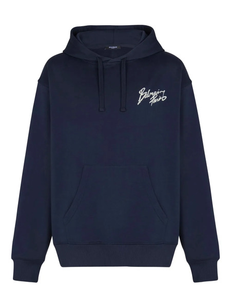  Balmain Printed Hoodie - Blue 