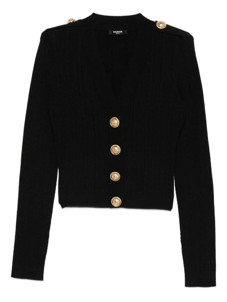  Balmain Ribbed Button-up Cardigan - Black 