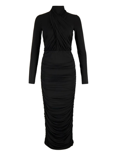  Balmain Ruched Midi Dress - Black 
