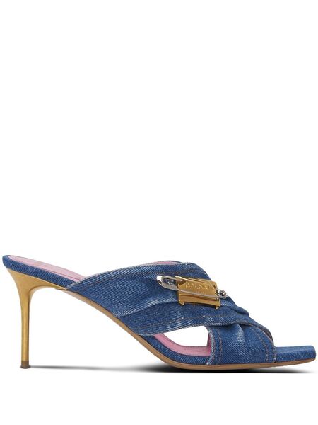 Balmain Saftey-pin Denim Mules - Blue 