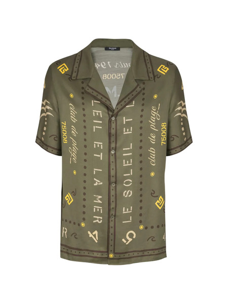  Balmain Short-sleeve Patterned Shirt - Green 