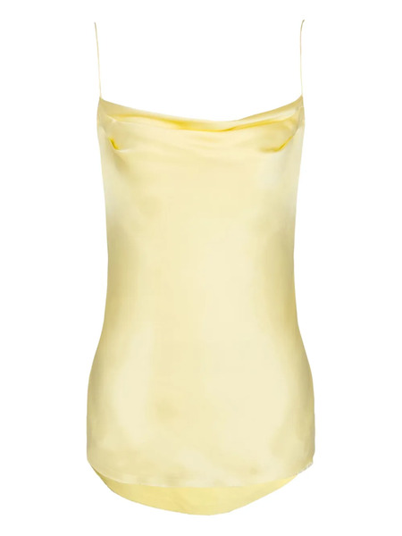  Balmain Silk Satin Thin Straps Top - Yellow 
