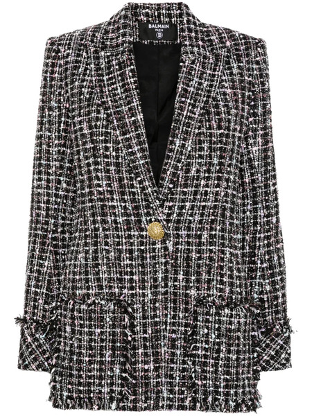  Balmain Single-breasted Tweed Jacket - Black 